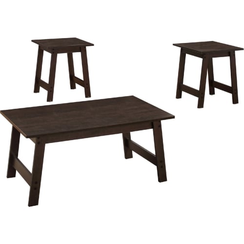 3 Piece Table Set - Coffee & 2 End Tables in Cappuccino